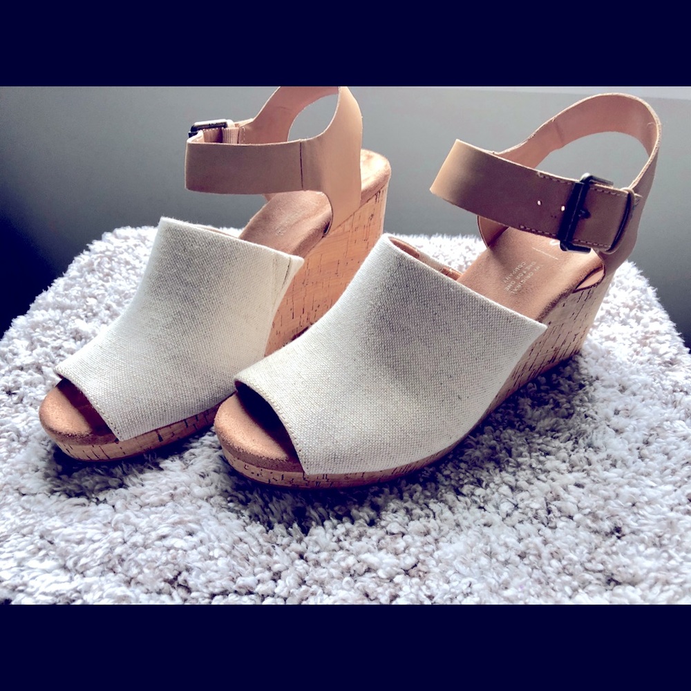 Toms cork wedges, size9